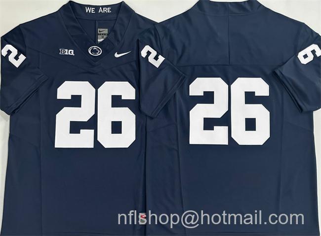 Men's Penn State Nittany Lions #26 Saquon Barkley Navy 2024 F.U.S.E. No Name Stitched College Football Jersey