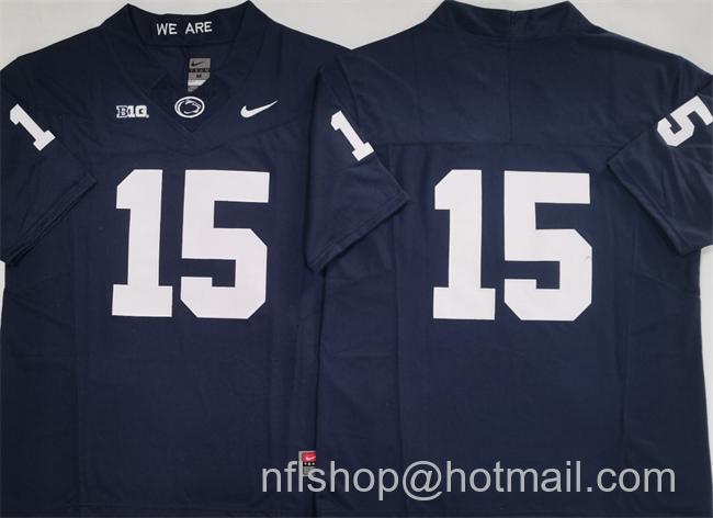 Men's Penn State Nittany Lions #15 Drew Allar Navy 2024 F.U.S.E. No Name Stitched College Football Jersey