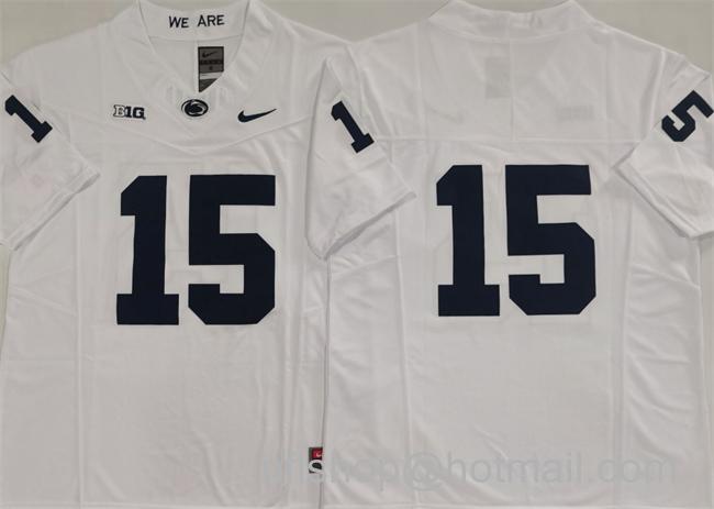 Men's Penn State Nittany Lions #15 Drew Allar White 2024 F.U.S.E. No Name Stitched College Football Jersey