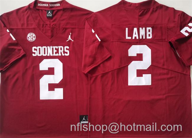 Men's Oklahoma Sooners #2 CeeDee Lamb Red Stitched College Football Jersey