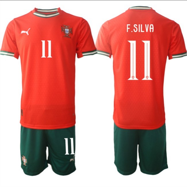 Men's Portugal Team #11 Fábio Silva 2025 Red Home Soccer Jersey Suit