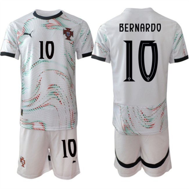 Men's Portugal Team #10 Bernardo 2025 White Away Soccer Jersey Suit