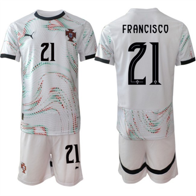 Men's Portugal Team #21 Francisco 2025 White Away Soccer Jersey Suit