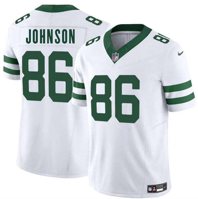 Men's New York Jets #86 Neal Johnson White 2025 F.U.S.E. Vapor Limited Stitched Jersey