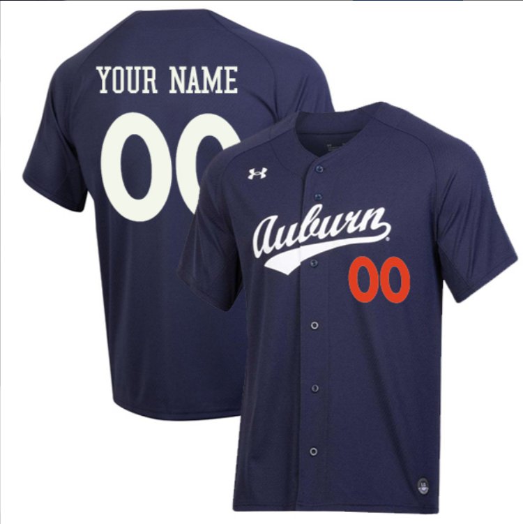 Custom Auburn Tigers Baseball Navy Jersey – All Stitched