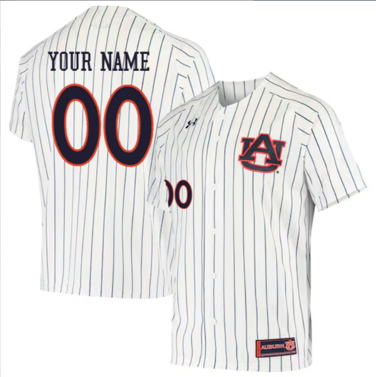 Custom Auburn Tigers Baseball White Pinstripe Jersey – All Stitched