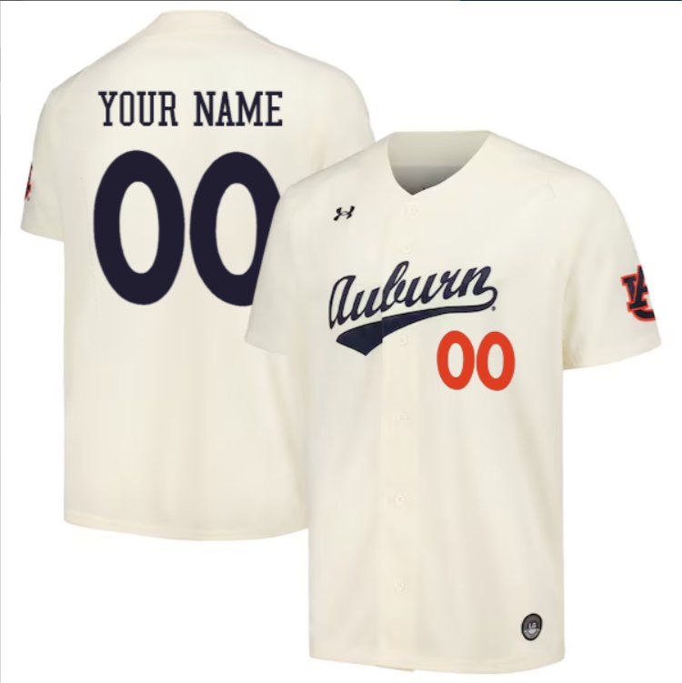 Custom Auburn Tigers Baseball Cream Jersey – All Stitched