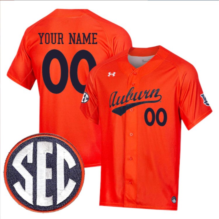 Custom Auburn Tigers Baseball Orange Jersey – All Stitched SEC Patch