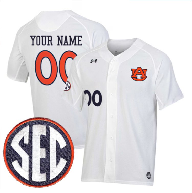 Custom Auburn Tigers Baseball White Jersey – All Stitched SEC Patch