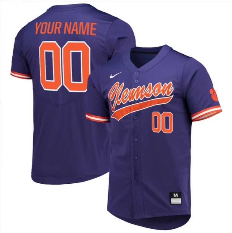Custom Clemson Tigers Baseball Purple Jersey – All Stitched