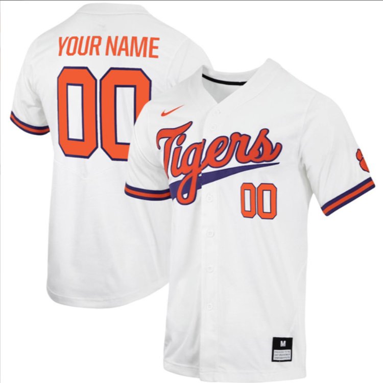 Custom Clemson Tigers Baseball White Jersey – All Stitched