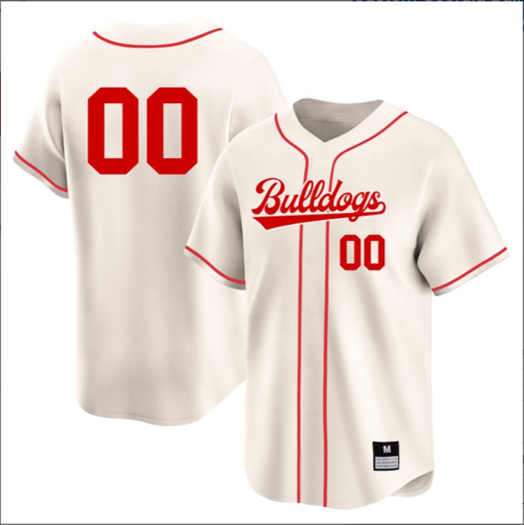 Custom Georgia Bulldogs Baseball Cream Full Button Jersey All Stitched