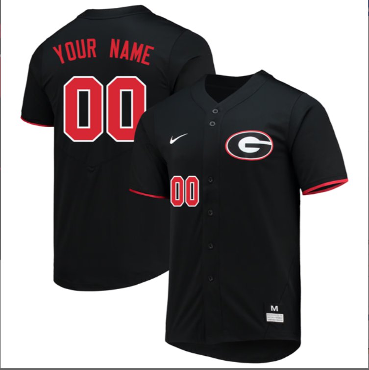 Custom Georgia Bulldogs Baseball Black Full Button Jersey All Stitched