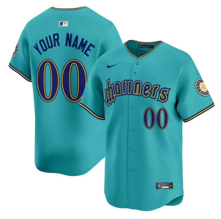 Custom Seattle Mariners Jersey 2025 Vapor Premier Limited Stitched Aqua