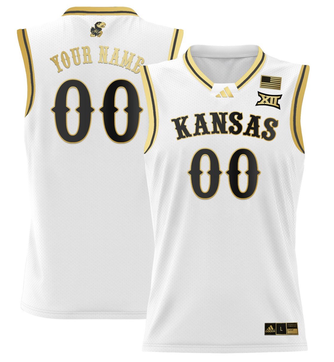 Custom Kansas Jayhawks Jersey 2024 Lightweight Basketball Stitched White Gold