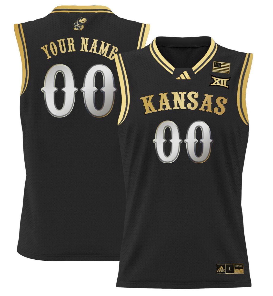 Custom Kansas Jayhawks Jersey 2024 Lightweight Basketball Stitched Black Gold