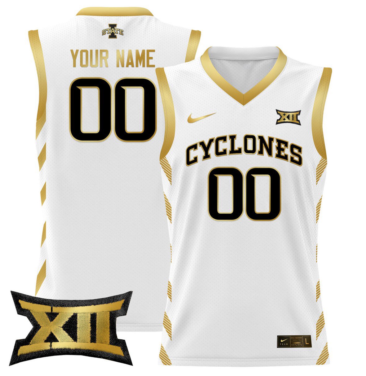 Custom Iowa State Cyclones Jersey 2024 Lightweight Basketball Stitched White Gold