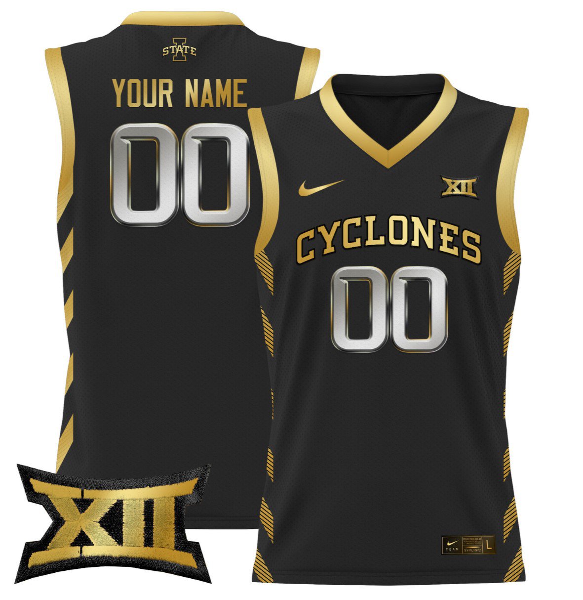 Custom Iowa State Cyclones Jersey 2024 Lightweight Basketball Stitched Black Gold