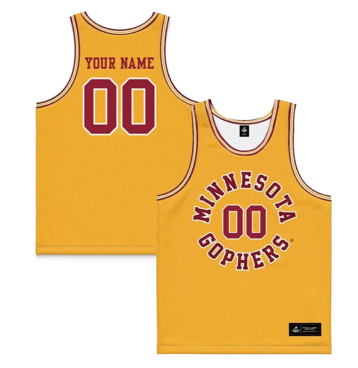 Custom Minnesota Golden Gophers Basketball Jersey Name, Number Stitched Yellow