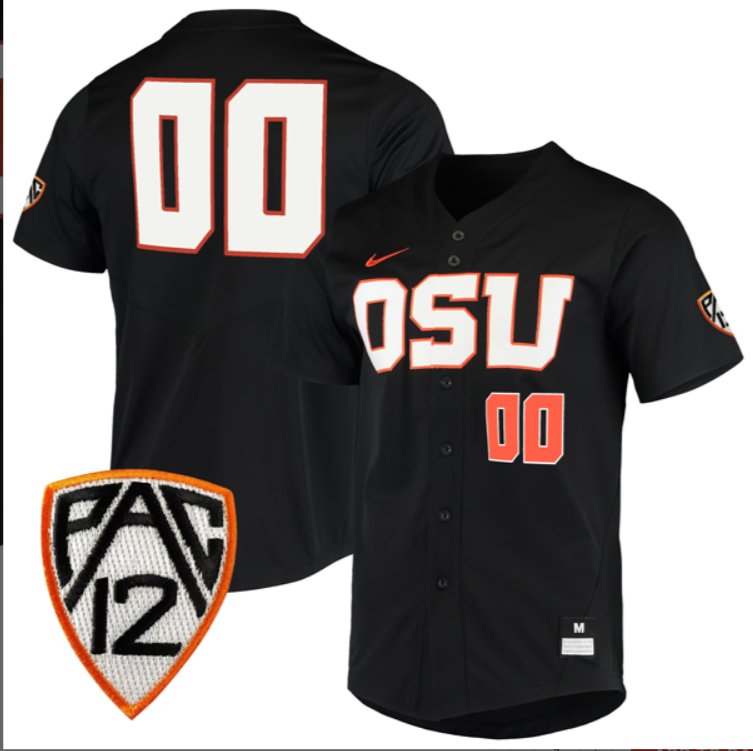 Custom Oregon State Beavers Baseball Black Untouchable Jersey PAC 12 Patch