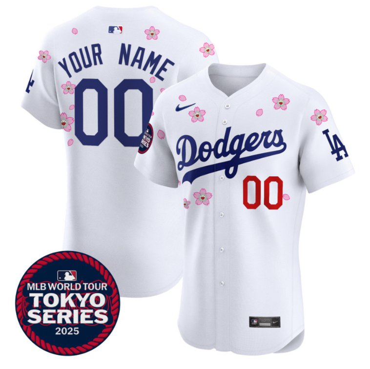 Custom Los Angeles Dodgers Jersey Tokyo Series 2025 Vapor Premier Elite Stitched White