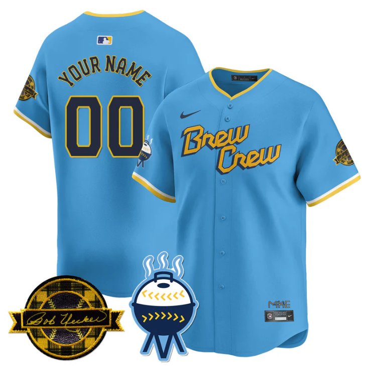Custom Milwaukee Brewers Jersey 2025 Limited Bob Uecker Patch Stitched City Connect