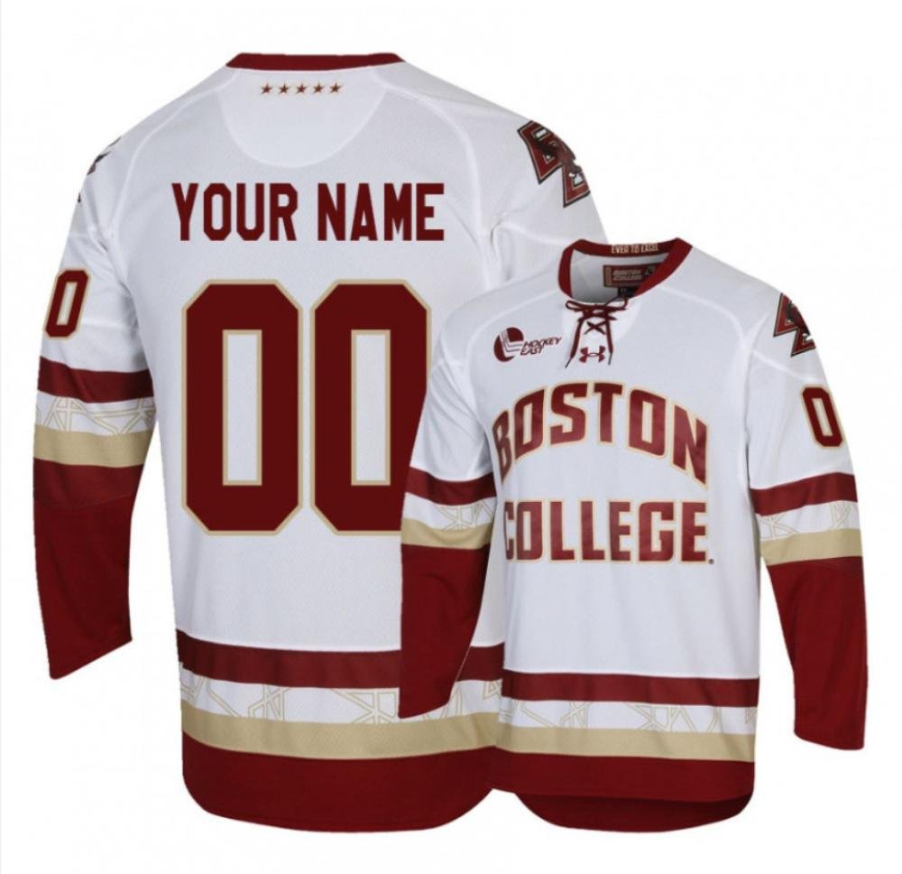 Men's Boston College Eagles Customized White College Hockey Stitched Jersey