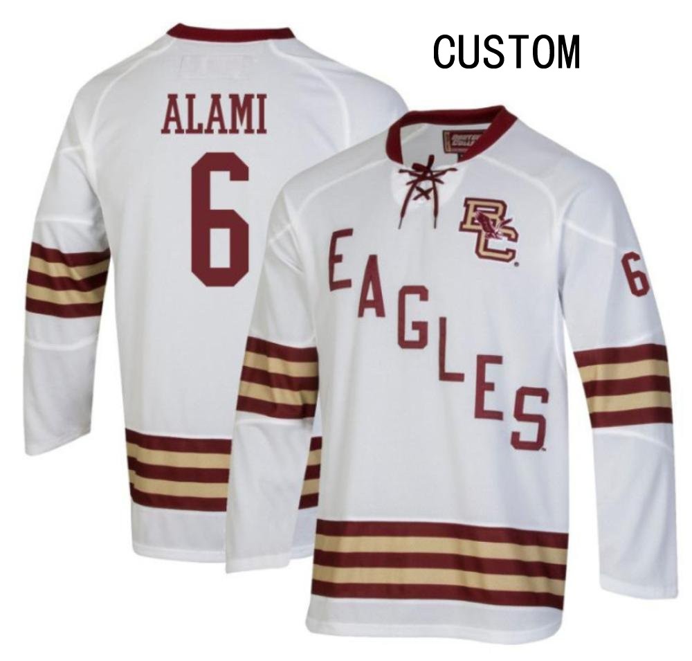 Men's BC Eagles Customized White Stitched College Hockey Jersey