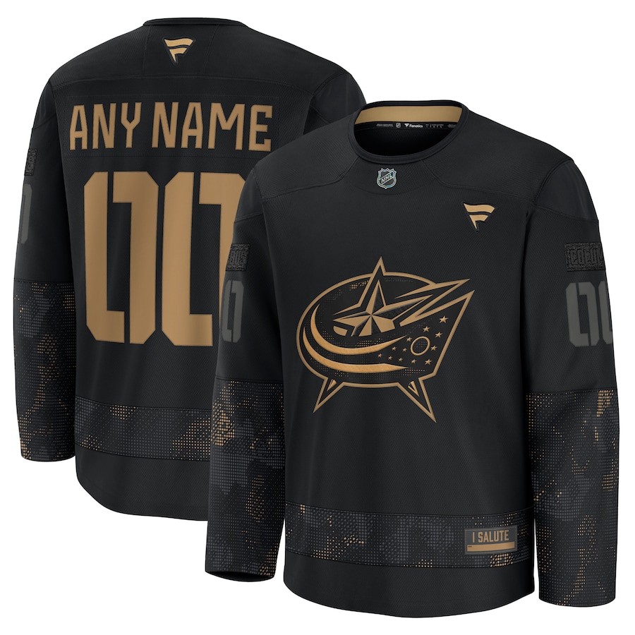 Men's Columbus Blue Jackets Custom Black 2024 Military Appreciation Stitched NHL Hockey Jersey
