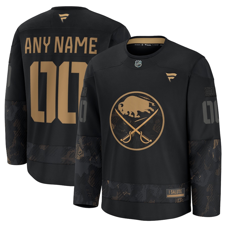 Men's Buffalo Sabres Custom Black 2024 Military Appreciation Stitched NHL Hockey Jersey