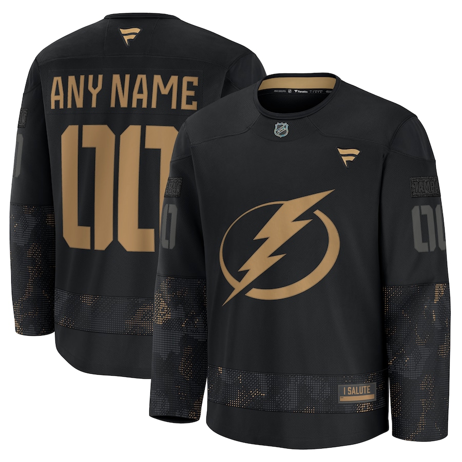Men's Tampa Bay Lightning Custom Black 2024 Military Appreciation Stitched NHL Hockey Jersey