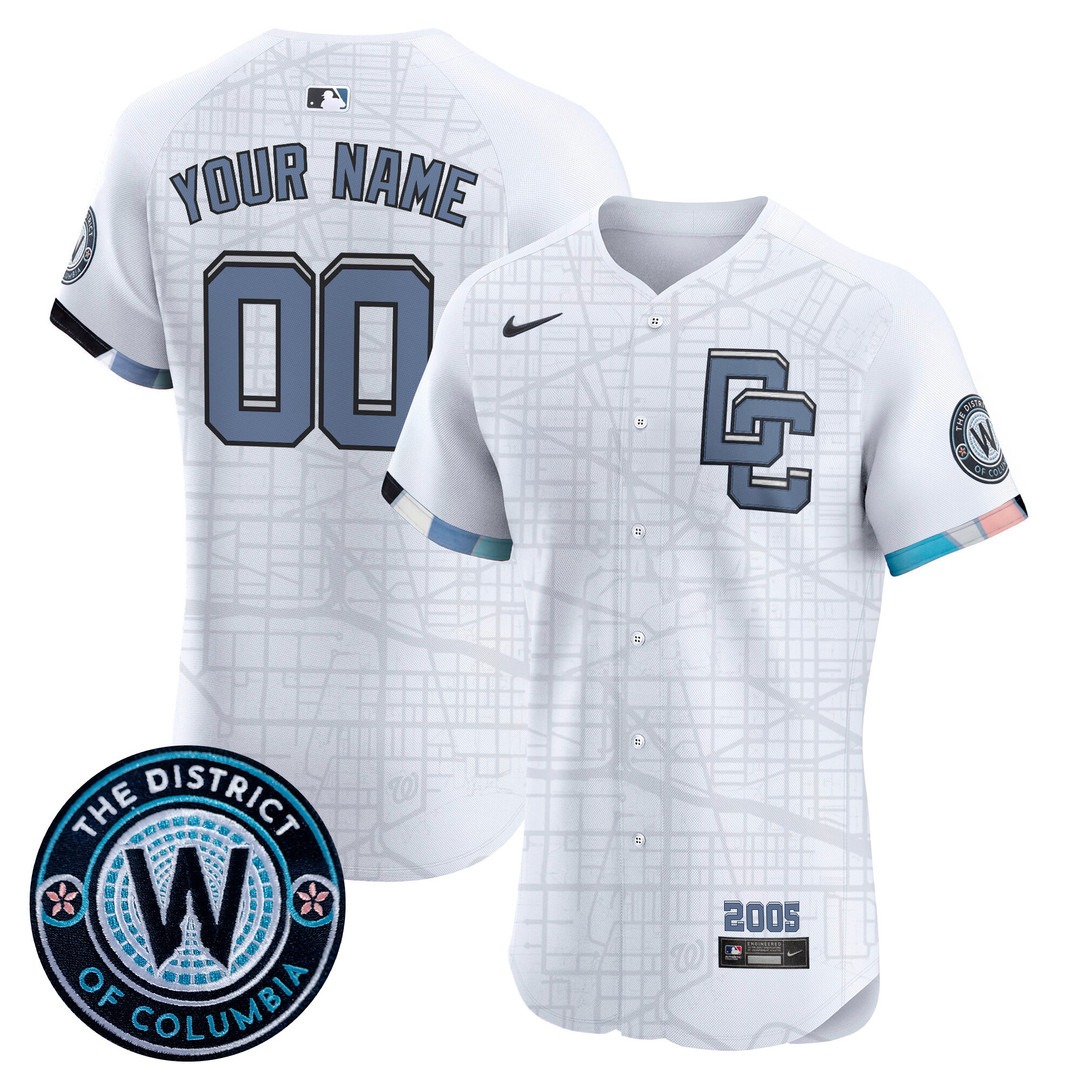 Washington Nationals White 2025 City Connect Vapor Premier Elite Custom Jersey - Stitched