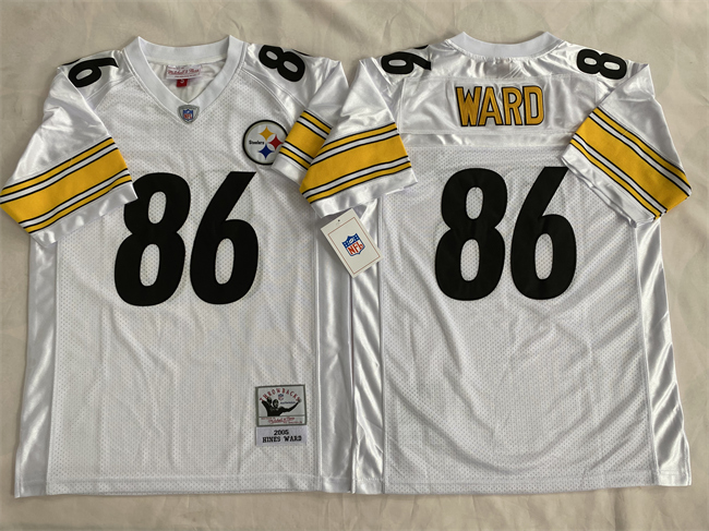 Men's Pittsburgh Steelers #86 Hines Ward White Throwback Stitched Football Jersey
