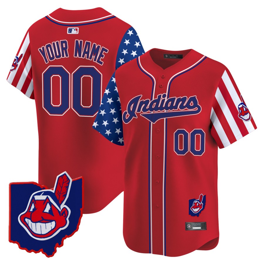 Cleveland Indians Custom Independence Day Nike Red Limited Stitched MLB Baseball Jersey