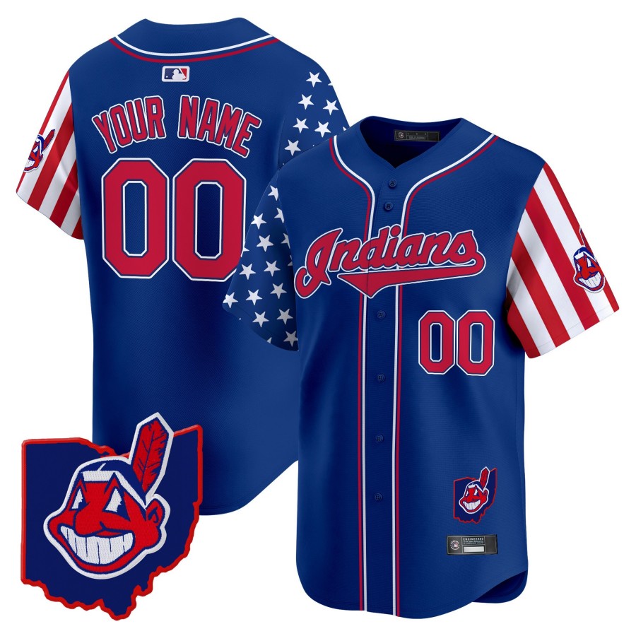 Cleveland Indians Custom Independence Day Nike Royal Limited Stitched MLB Baseball Jersey