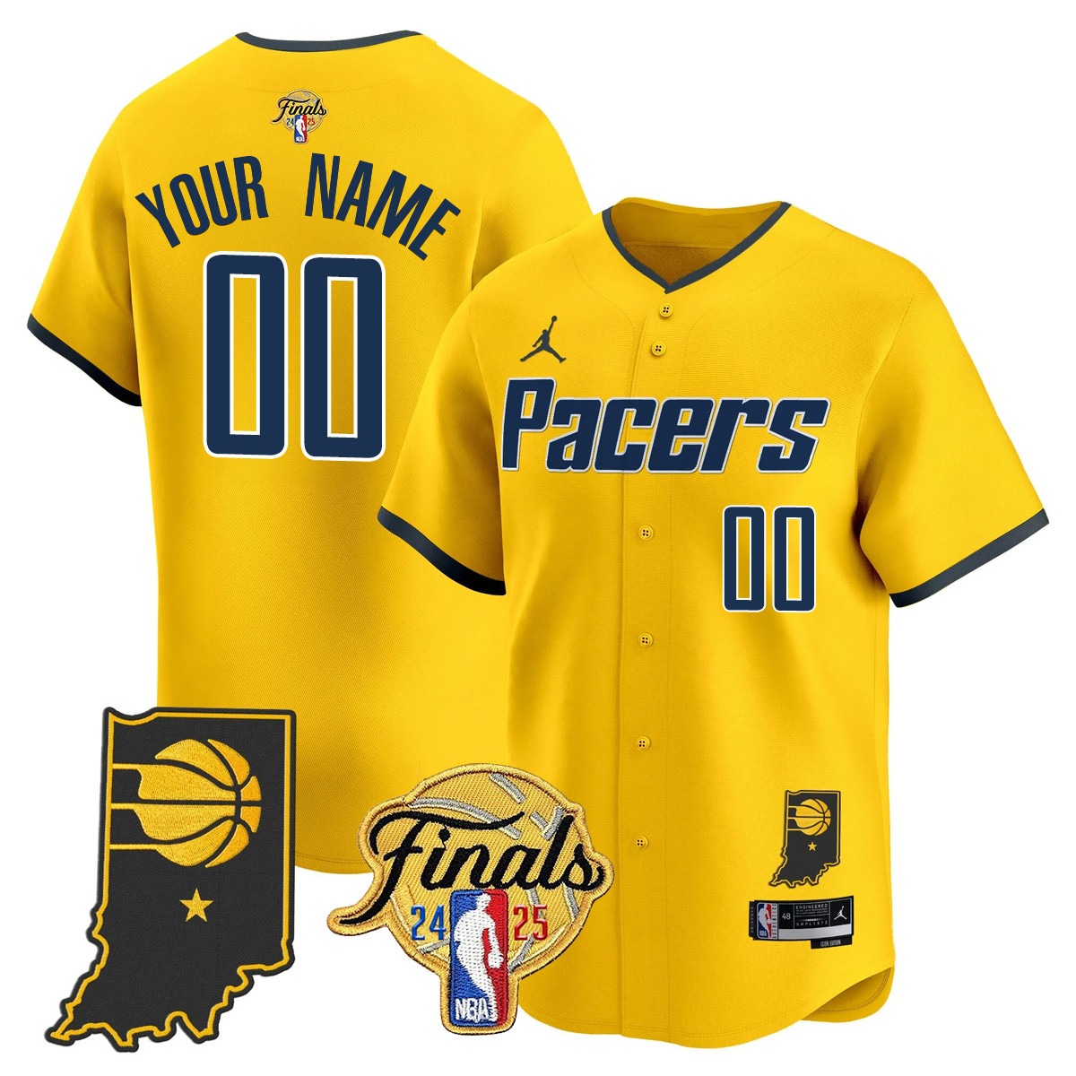 Indiana Pacers Active Player Custom 2024-25 NBA Finals Patch Limited Stitched Baseball Jersey Statement Yellow
