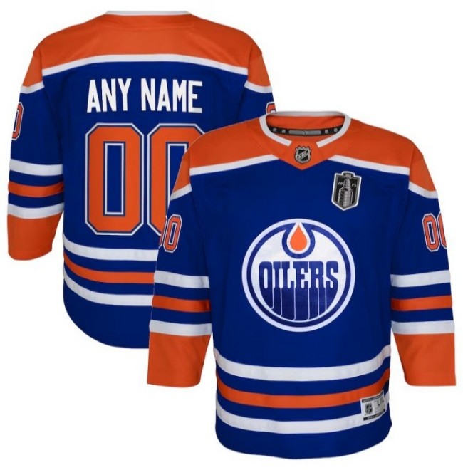 Youth Edmonton Oilers Custom Royal 2025 Stanley Cup Final Home Premier Jersey
