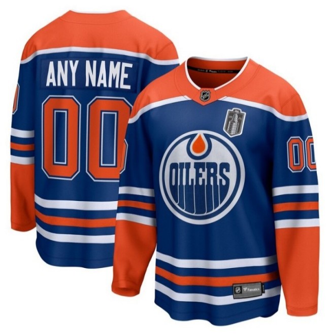 Men's Edmonton Oilers Custom Royal 2025 Stanley Cup Final Home Breakaway Jersey
