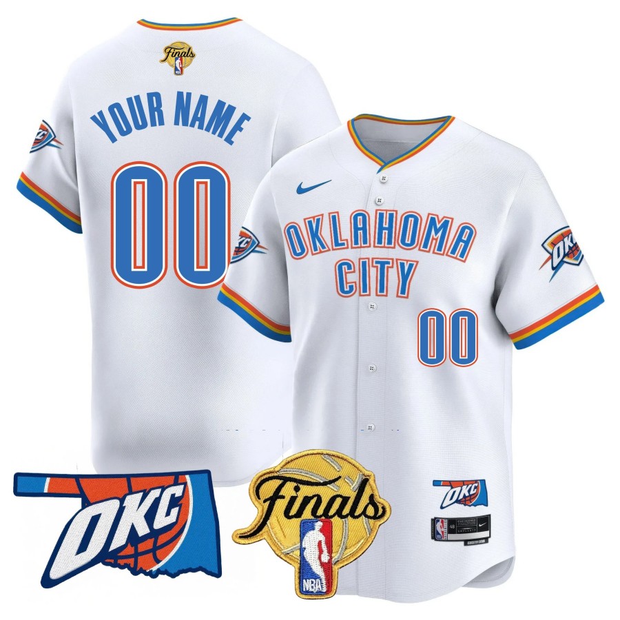 Oklahoma City Thunder Active Player Custom Association White NBA Final Patch Limited Stitched Baseball Jersey