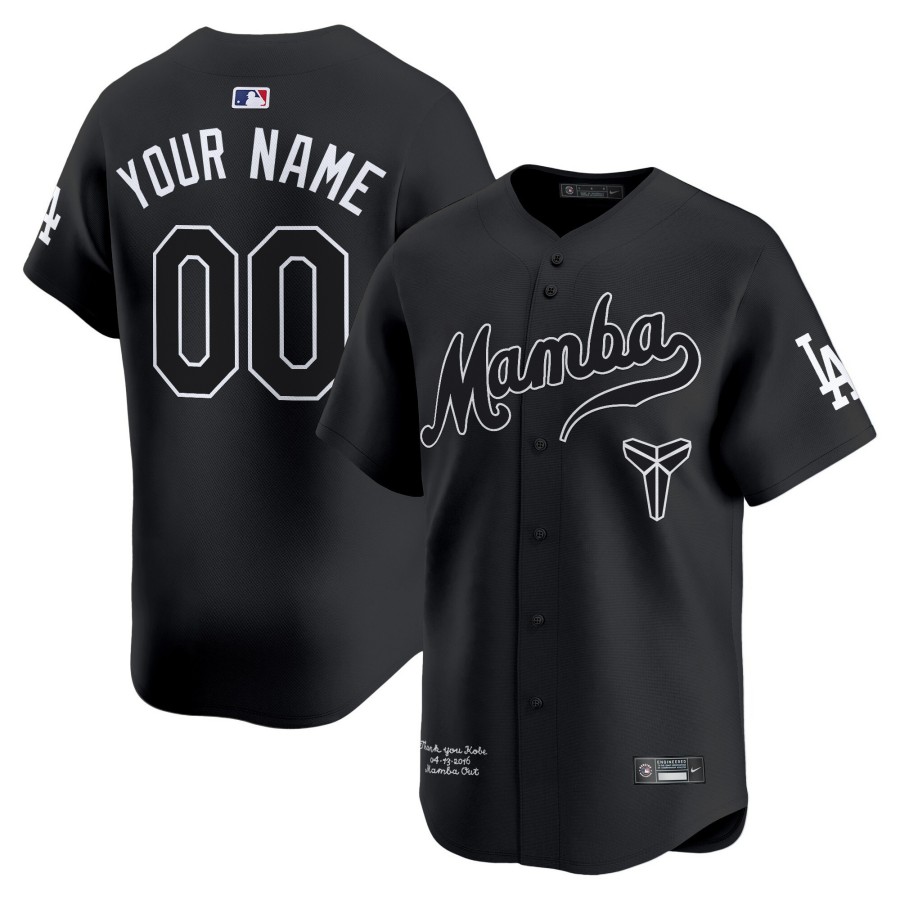 Kobe Baseball Active Player Custom Mamba Lodgers Black Vapor Premier Limited Jersey - All Stitched