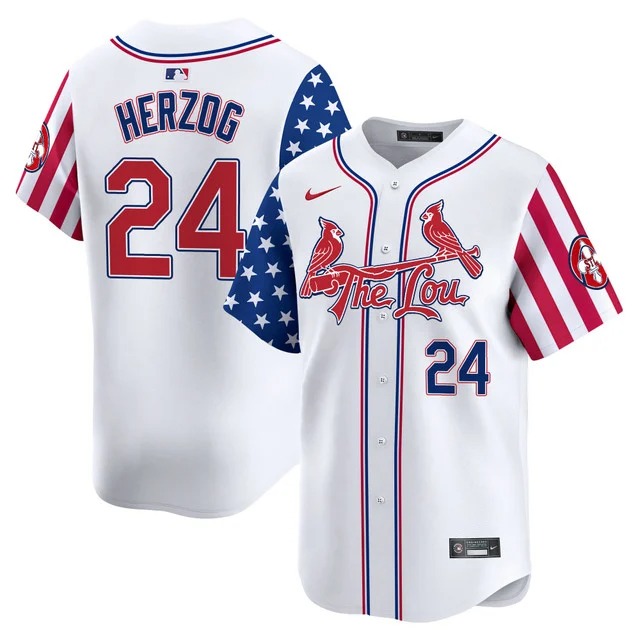 Men's St. Louis Cardinals #24 Whitey Herzog  White Independence Day Vapor Premier Limited Jersey - All Stitched