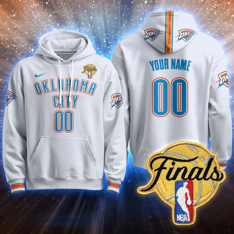 Oklahoma City Thunder Active Player Custom Association White 2025 NBA Final Patch Stitched Hoodie