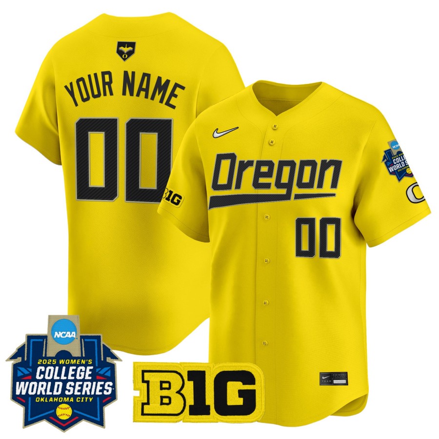 Oregon Ducks Softball Active Player Custom Yellow 2025 WCWS Limited Stitched Baseball Jersey