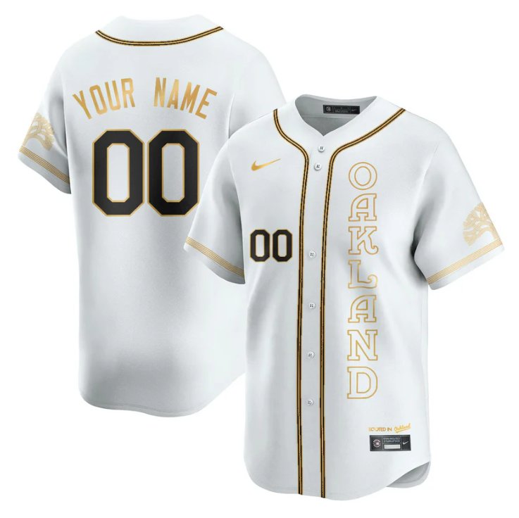 Custom Oakland Athletics Jersey 2025 City Connect Concept Stitched White Gold