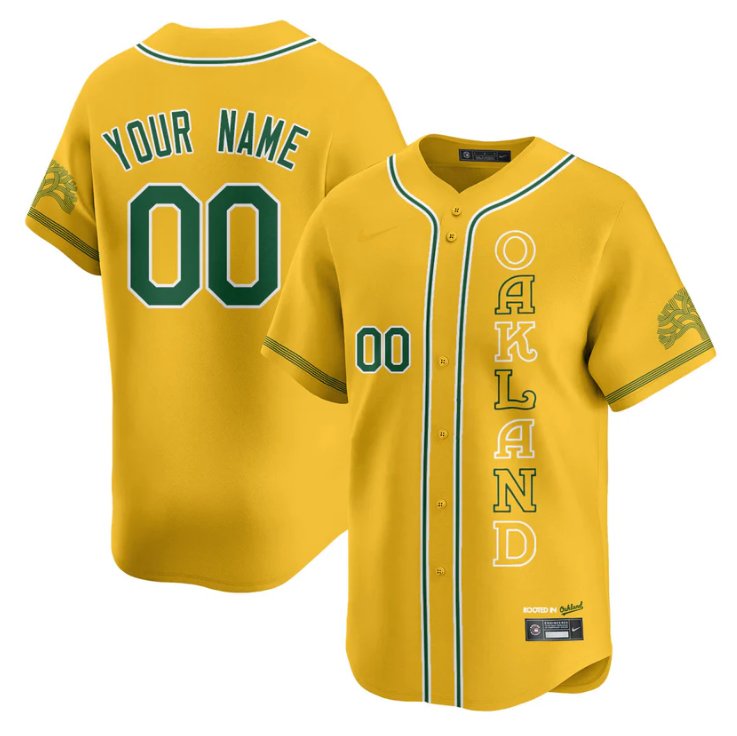 Custom Oakland Athletics Jersey 2025 City Connect Concept Stitched Yellow