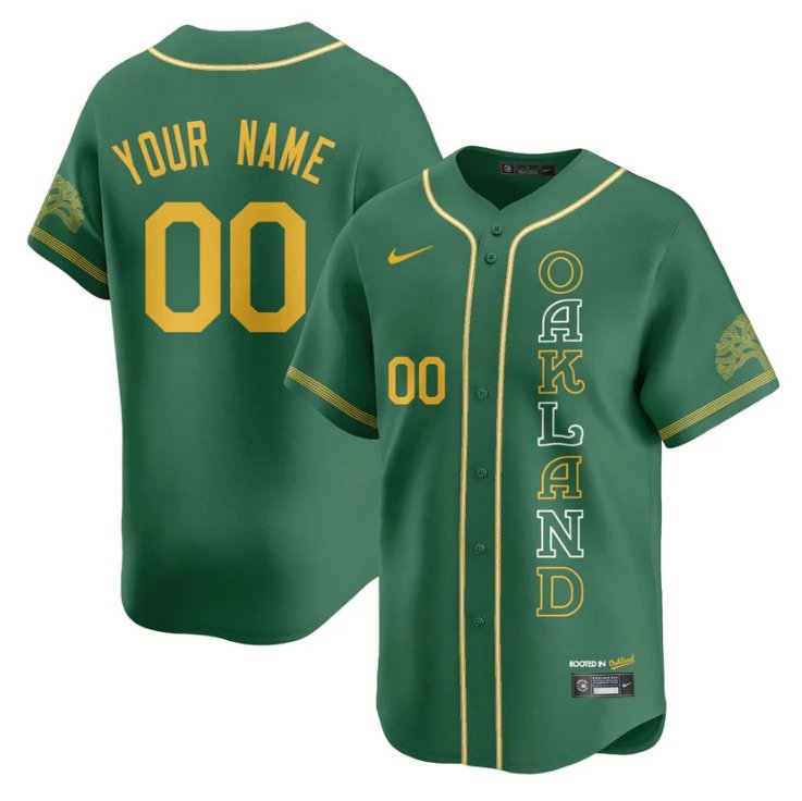 Custom Oakland Athletics Jersey 2025 City Connect Concept Stitched Green