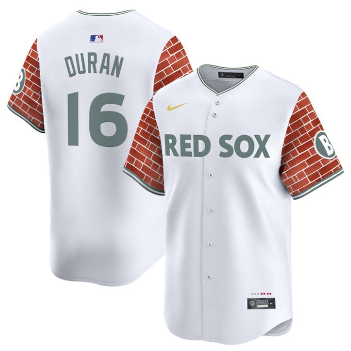 Men's Boston Red Sox #16 Jarren Duran White 2025 Fenway Red Brick Limited Stitched Jersey