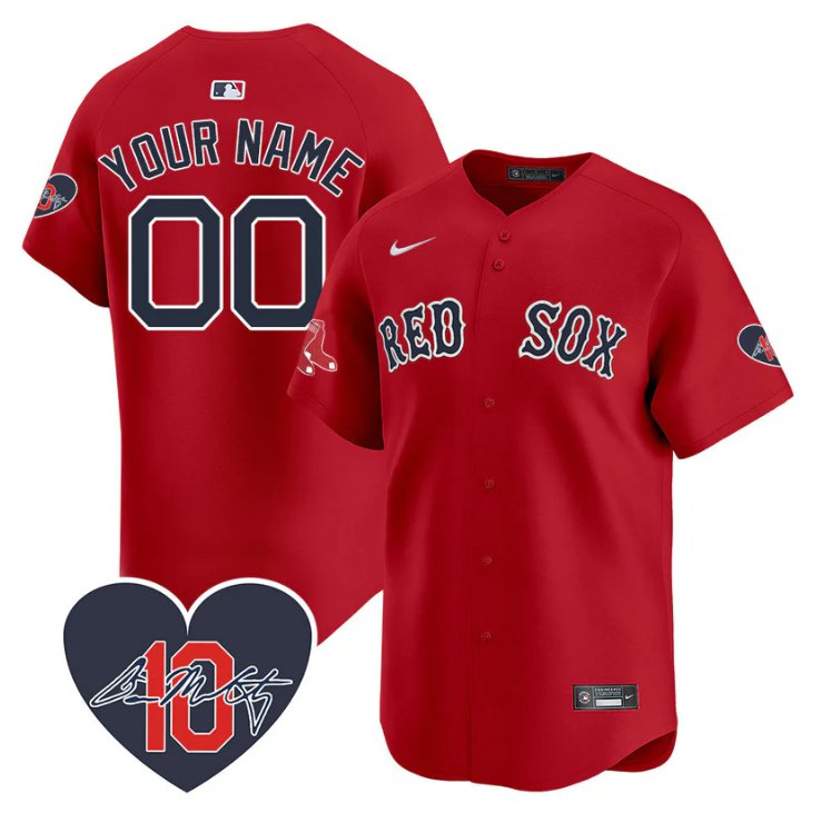 Custom Boston Red Sox Jersey Dave McCarty Memorial Patch Stitched Red