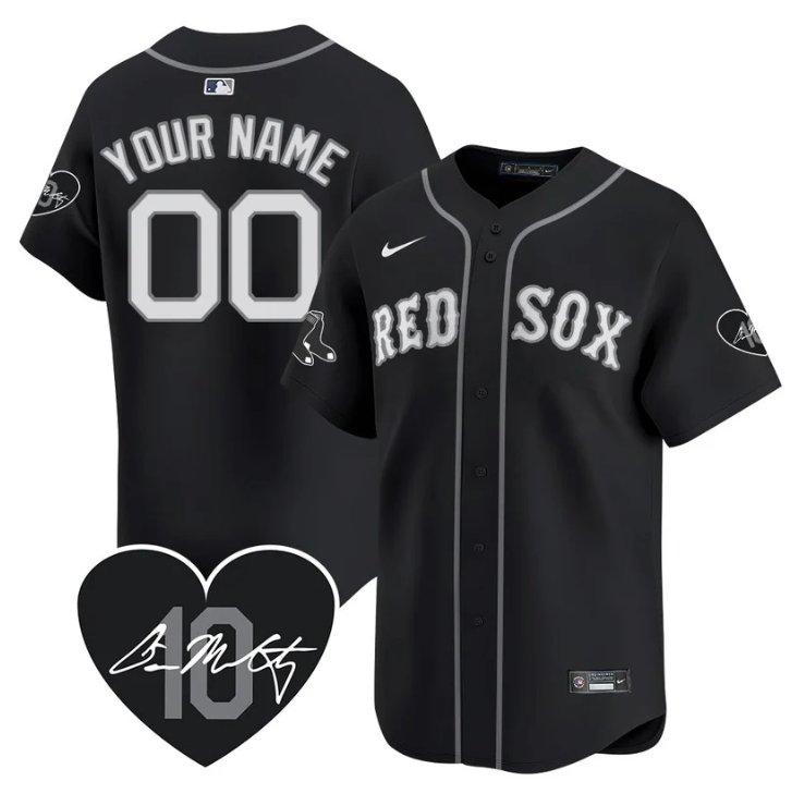 Custom Boston Red Sox Jersey Dave McCarty Memorial Patch Stitched Black