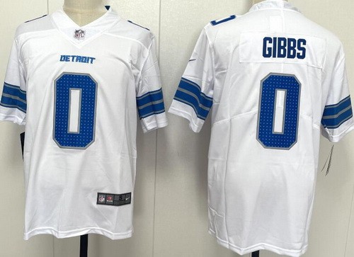 Men's Detroit Lions #0 Jahmyr Gibbs Limited White Vapor Jersey